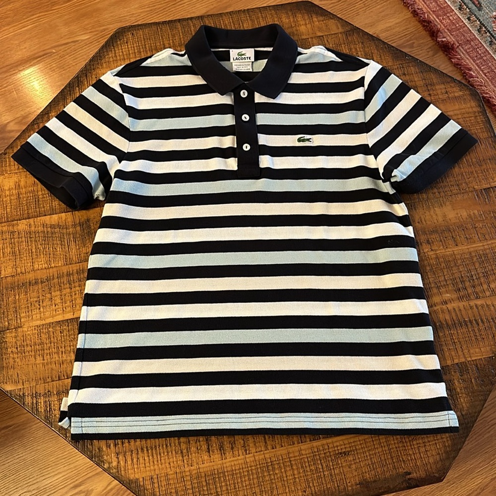 Lacoste Shirt with Blue Stripes Size 4